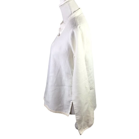 Maya Organic Linen Top Blouse Shirt Long Sleeve Quality Natural Ivory Size Large - Picture 5 of 11